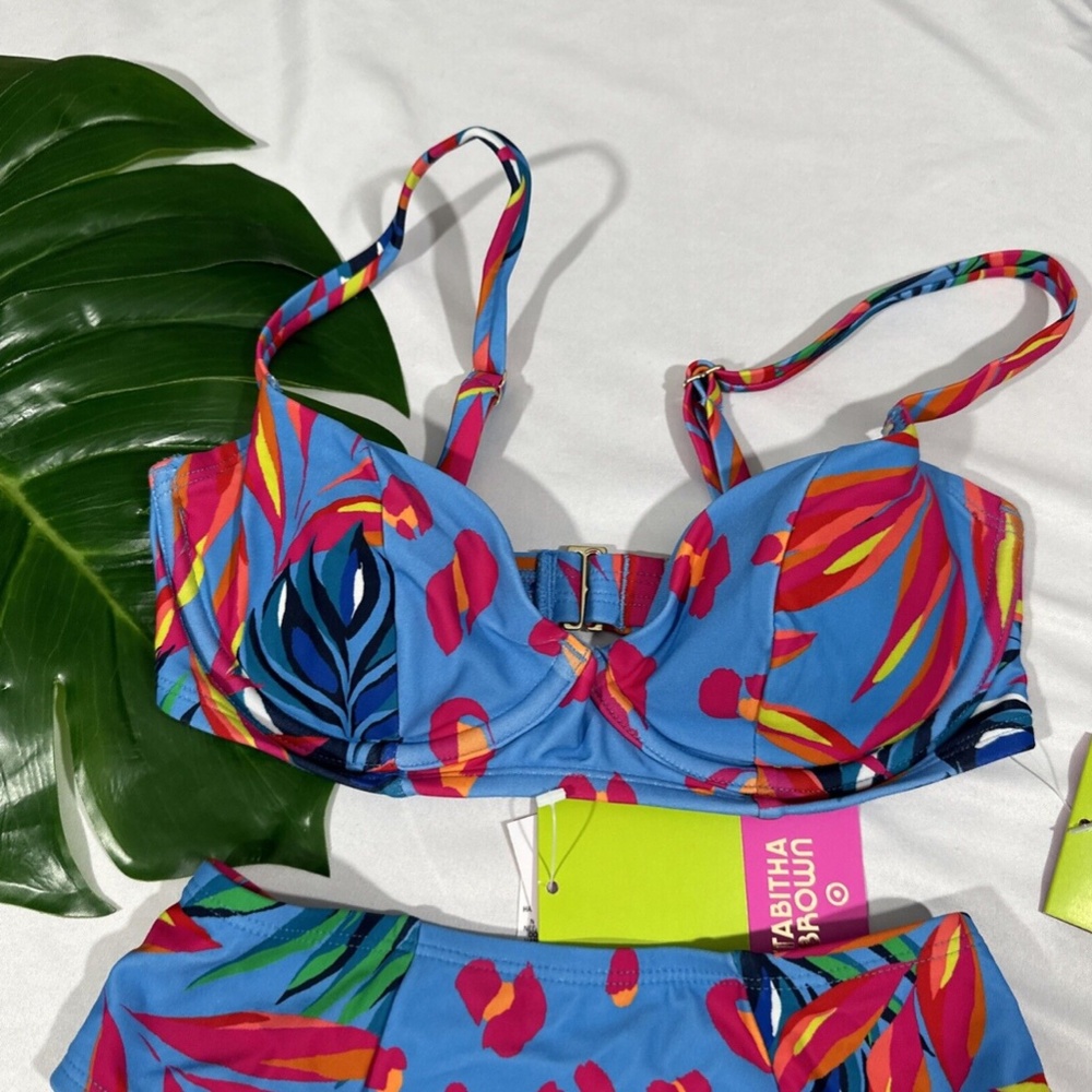 NWT  Tabitha Brown x‎ Target [ XXS ] Tropical/Leopard Bikini Top + Bottom #5413 - Picture 5 of 15